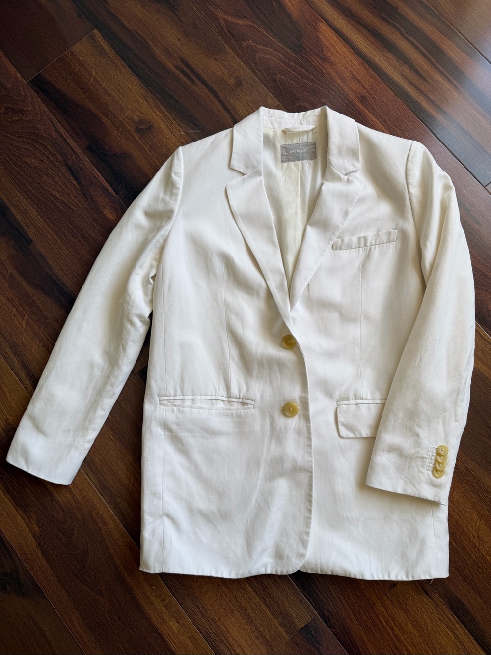 Everlane Linen Cotton Lyocell Single Breasted 2 Button Blazer White Size 0